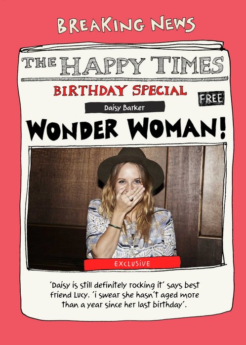 Spoof Newspaper Birthday Card Birthday Special Woman!