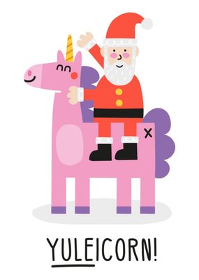 Illustration Of Santa On A Pink Unicorn Humorous Christmas Card