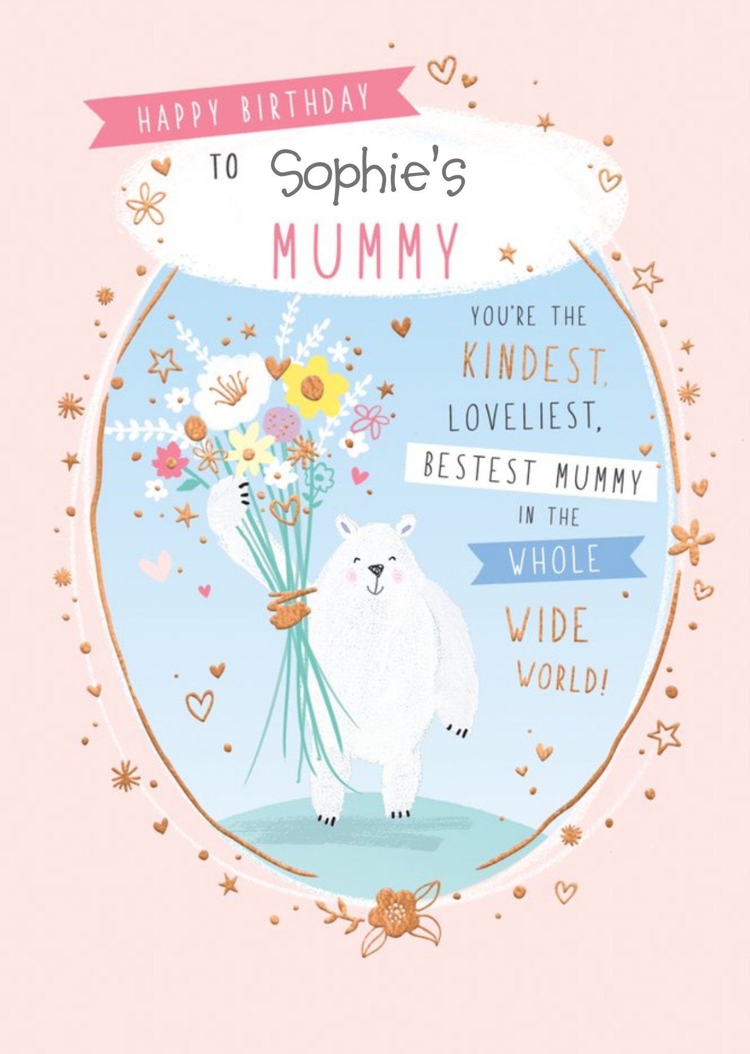 Moonpig Mummy Bear Birthday Card - Kindest - Loveliest - Bestest Mummy, Large