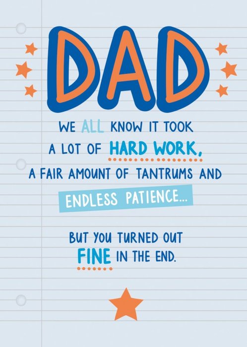 Funny Tantrums And Endless Patience Dad Father's Day Card