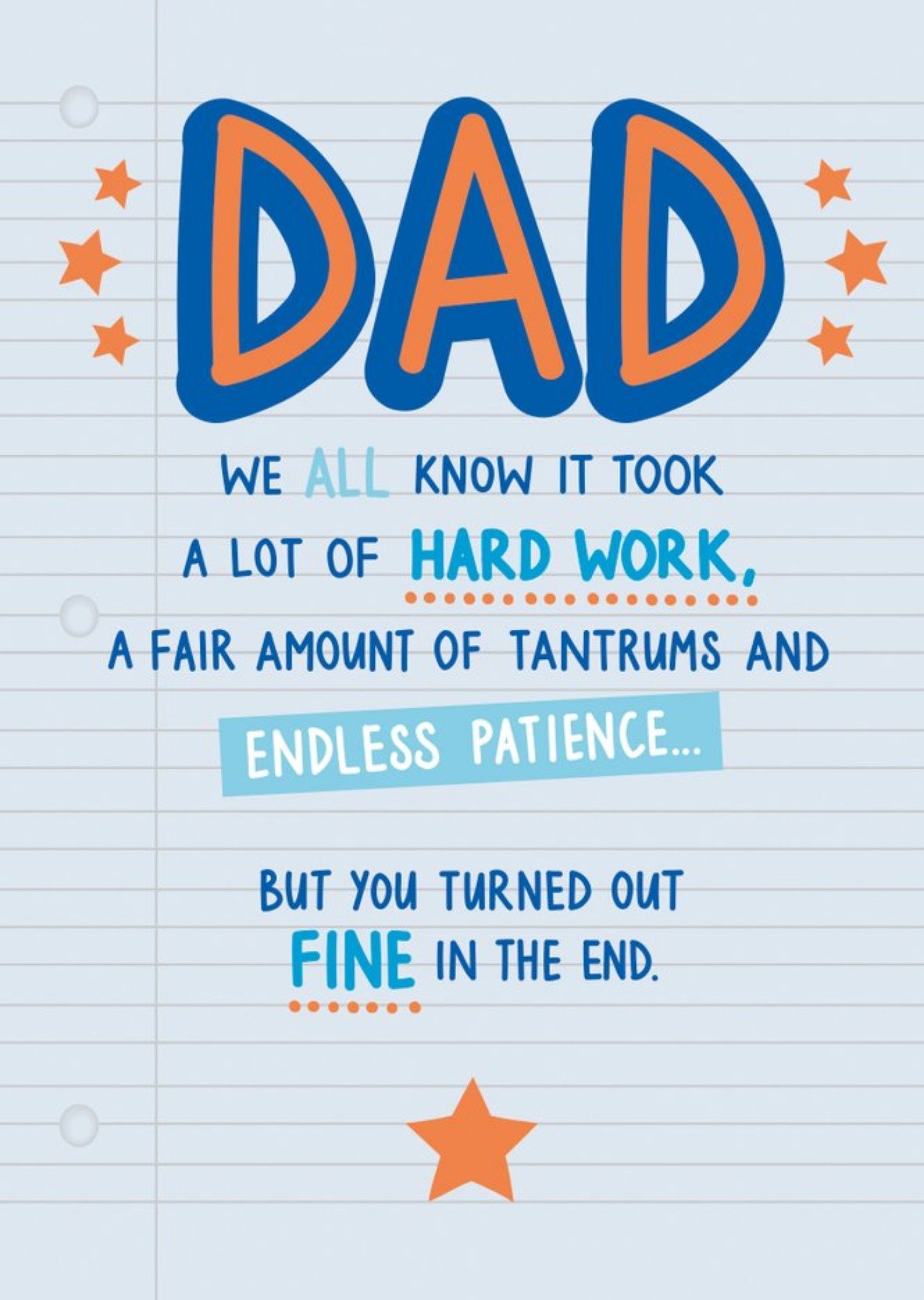 Moonpig Funny Tantrums And Endless Patience Dad Father's Day Card Ecard
