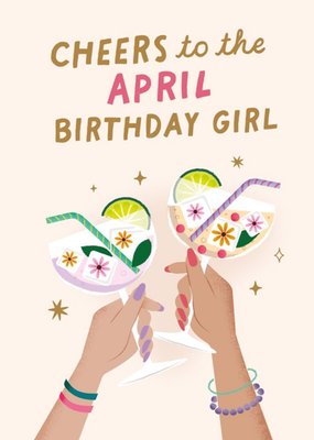 Cheers To The April Birthday Girl Card