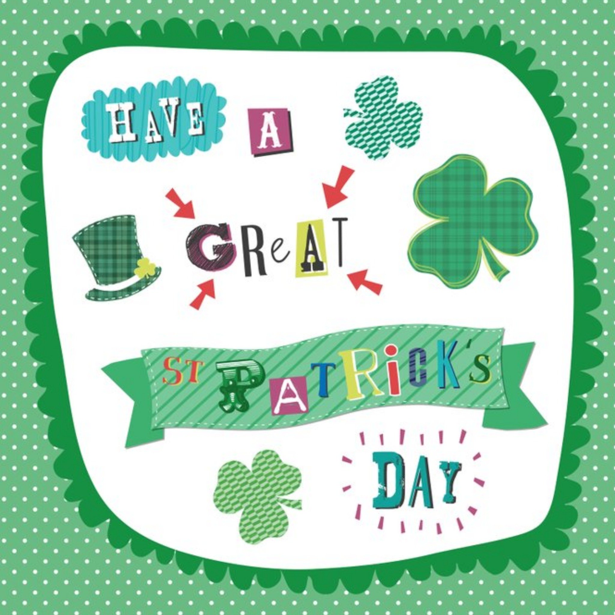 Moonpig Have A Great St Patricks Day Clover Card, Square