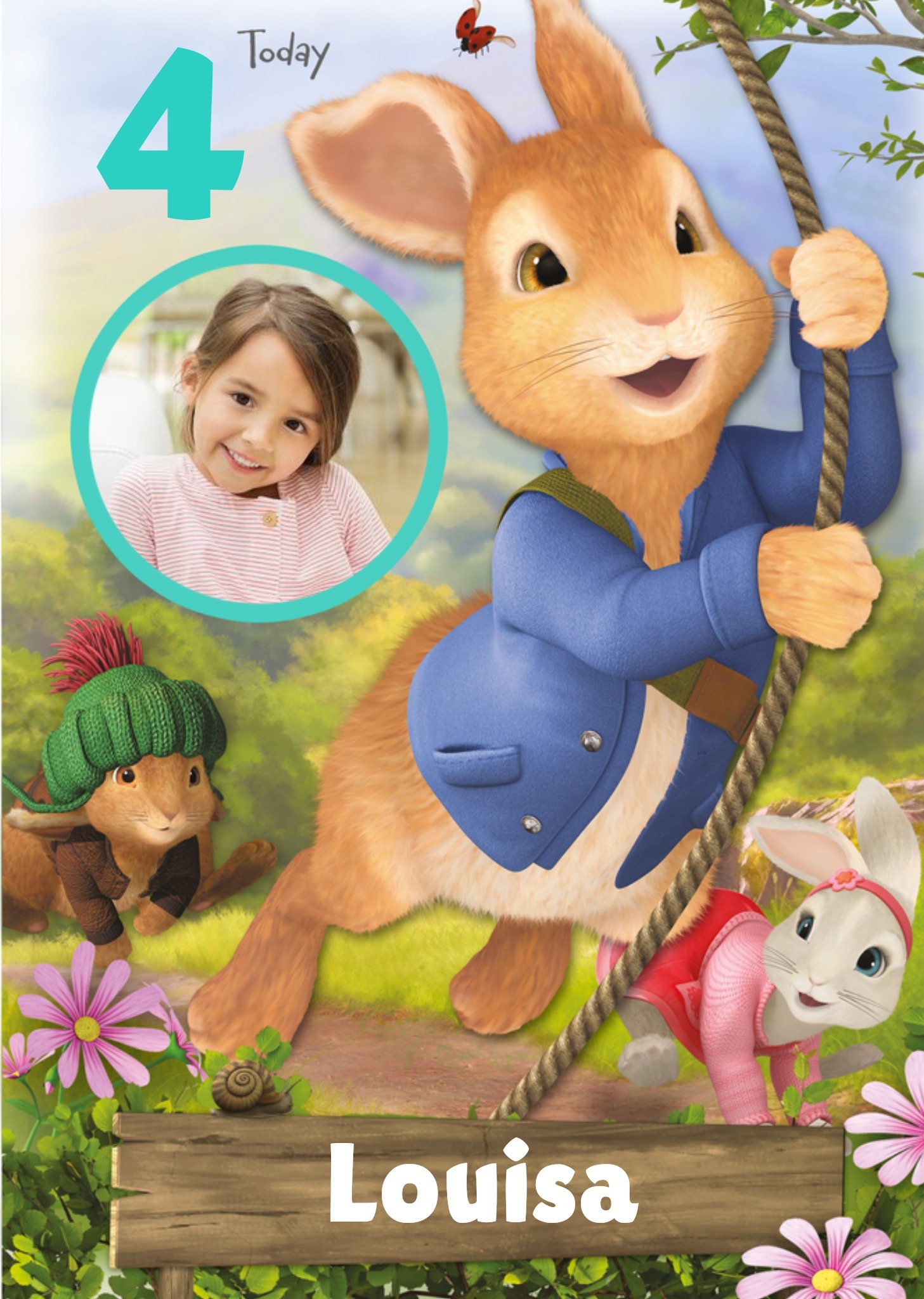 Beatrix Potter Cute Peter Rabbit Today You Are Photo Upload Birthday Card Ecard