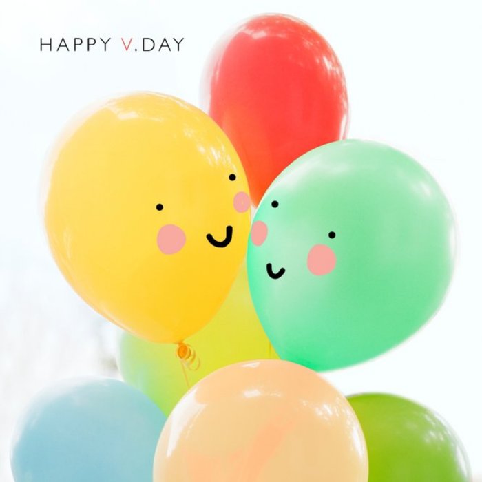 Smiling Face Balloons Happy Day Card