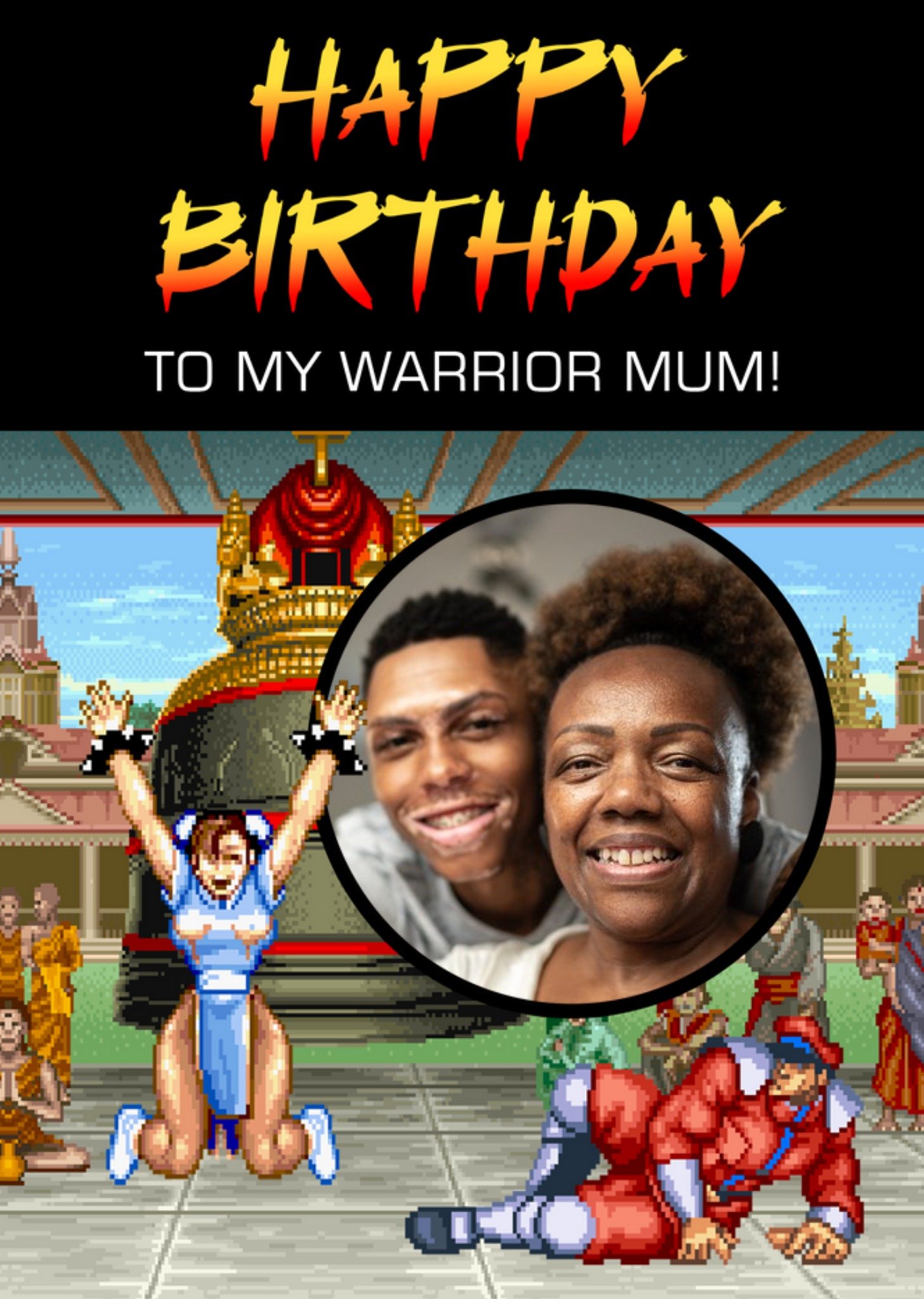 Moonpig Street Fighter Ii Warrior Mum Photo Upload Birthday Card, Large