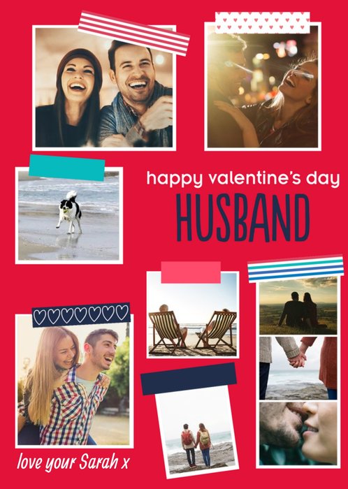 Playful Patterns Multi Photo Happy Valentine's Day Husband Card