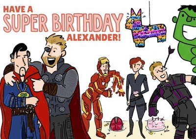 Marvel Comics Superhero Avengers funny birthday card