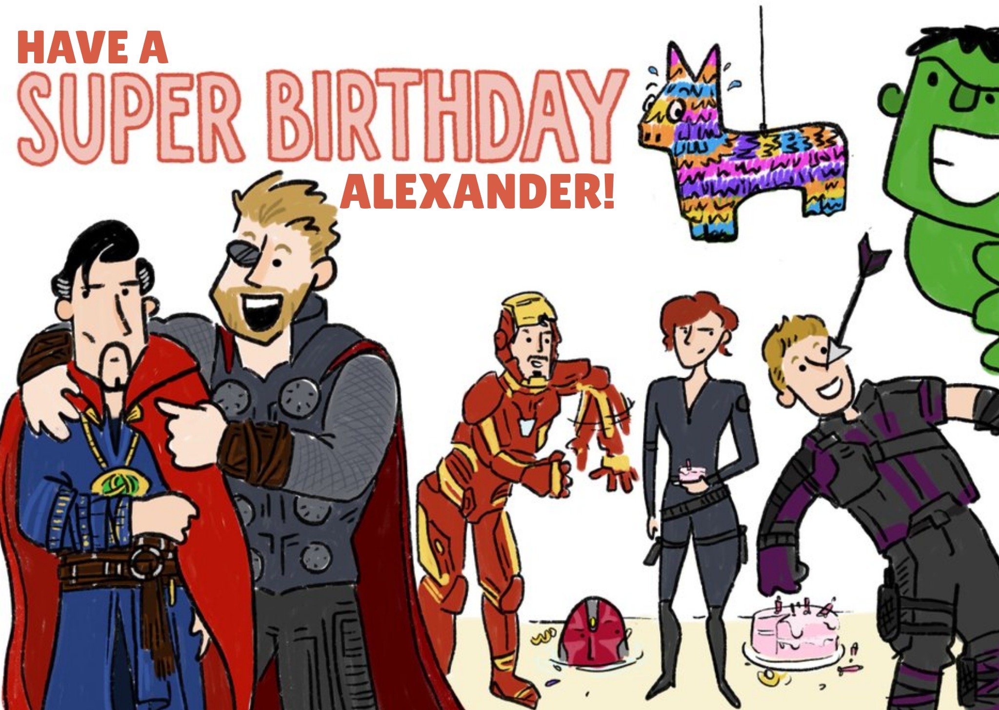 Marvel Comics Superhero Avengers Funny Birthday Card Ecard