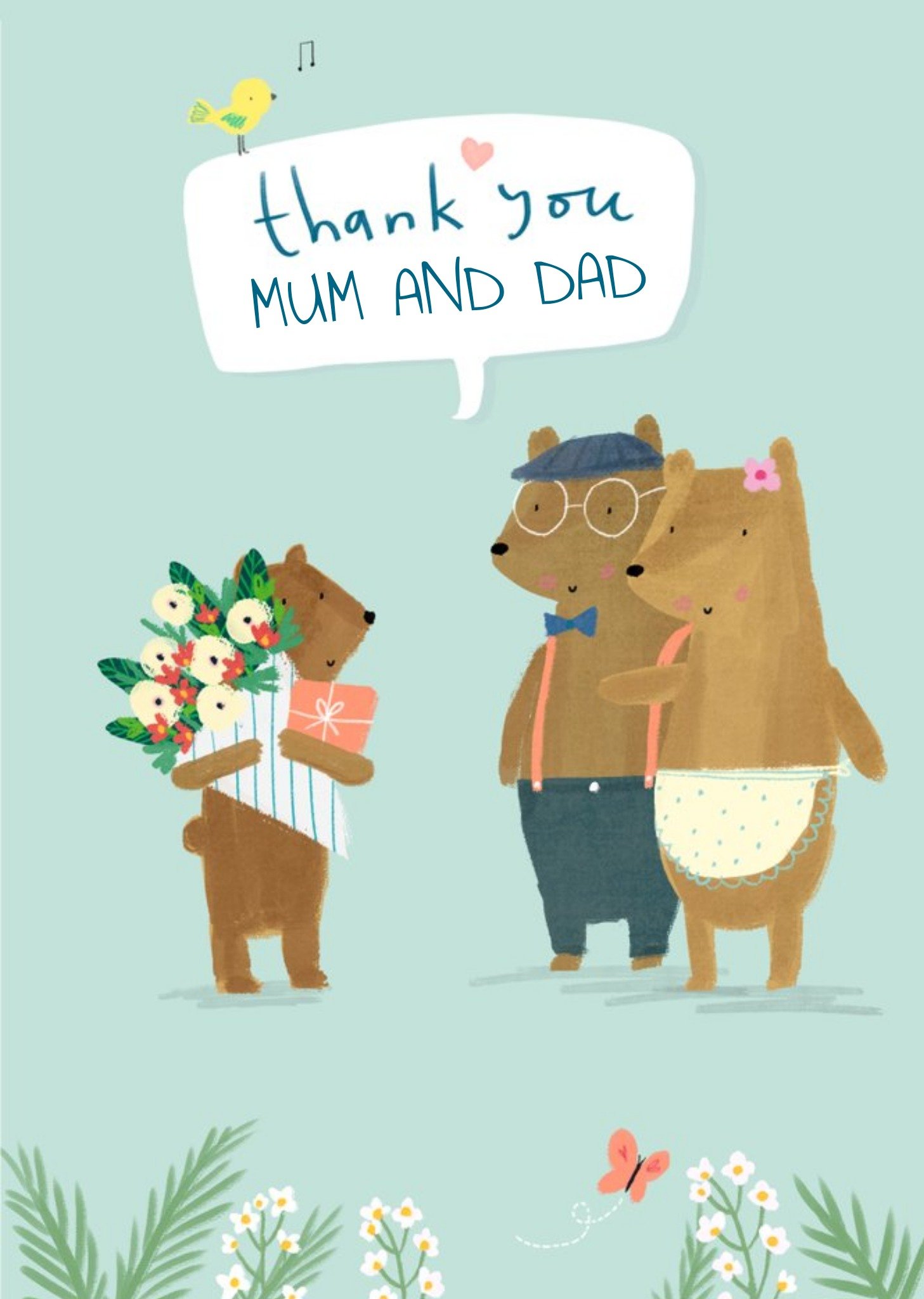 Other Colette Barker Bears Mum And Dad Love Thank You Card Ecard