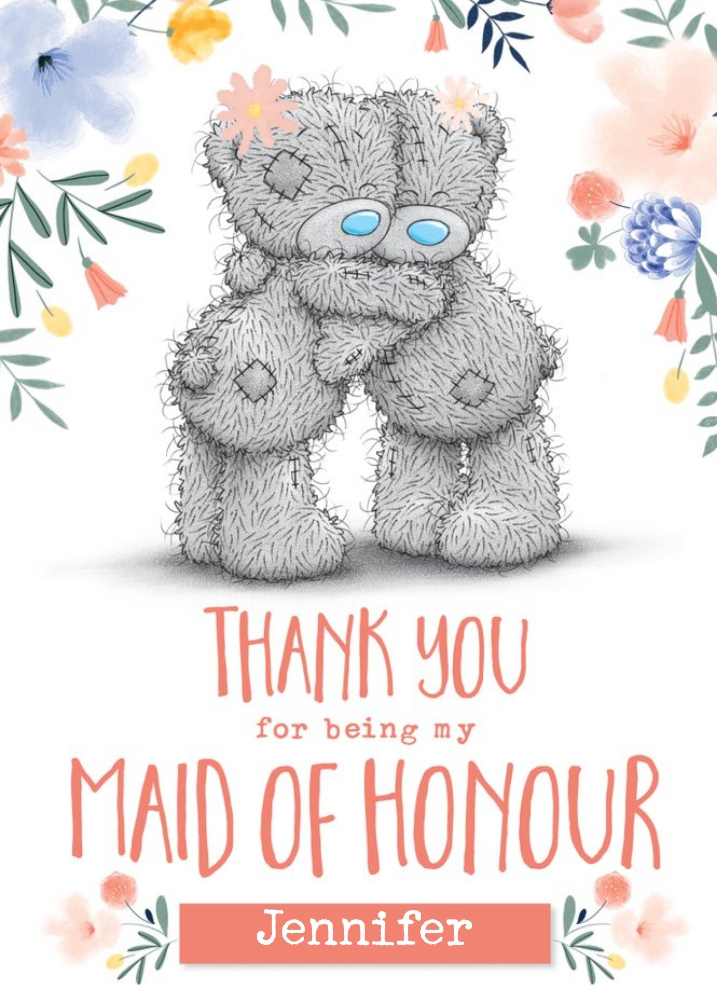 Cute Me To You Thank You For Being My Maid Of Honour Wedding Card, Large
