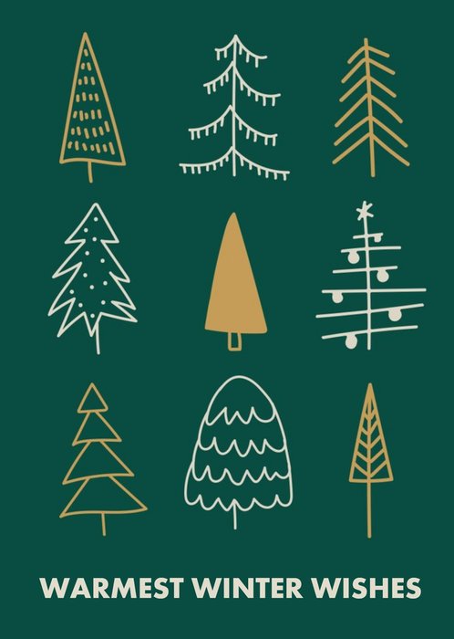 Modern Warmest Winter Wishes Christmas Trees Card