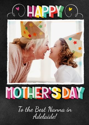Dusty Colourful Photo Upload Typographic Mother's Day Card