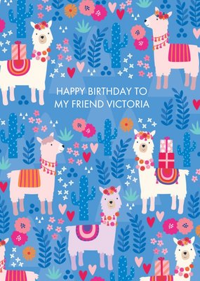 Modern Alpaca Friend Personalised Birthday Card