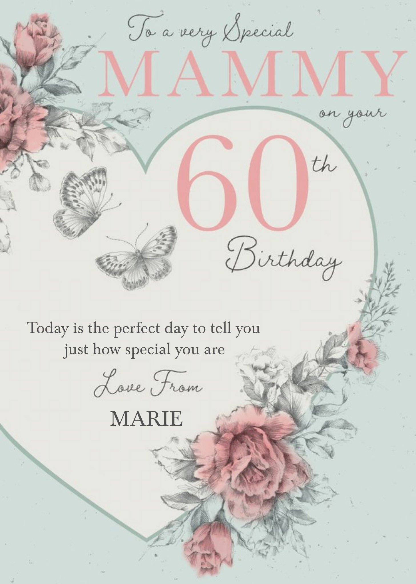 Clintons Mammy Floral Butterflies 60th Birthday Card Ecard