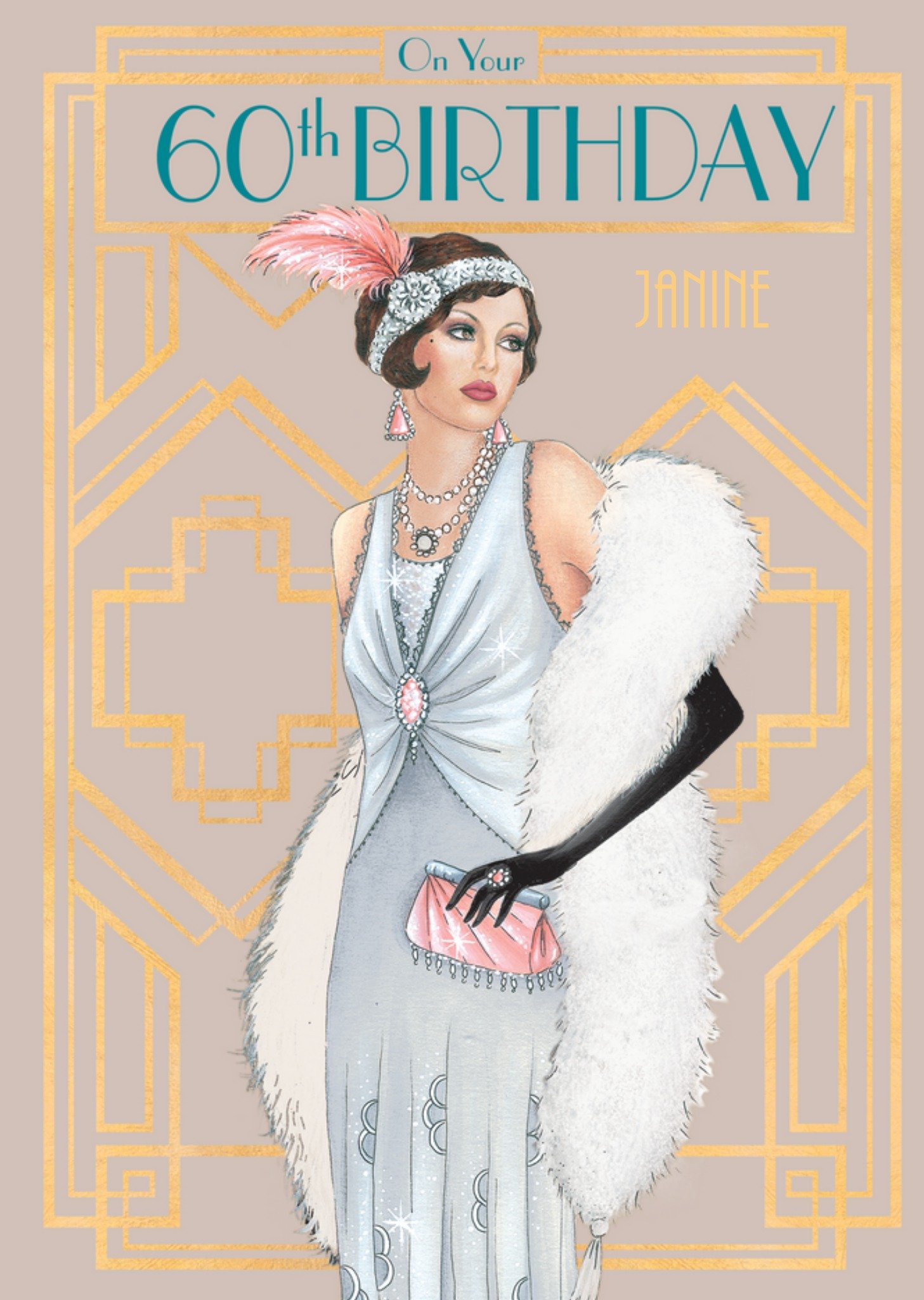 Moonpig Art Deco 60th Birthday Card Ecard