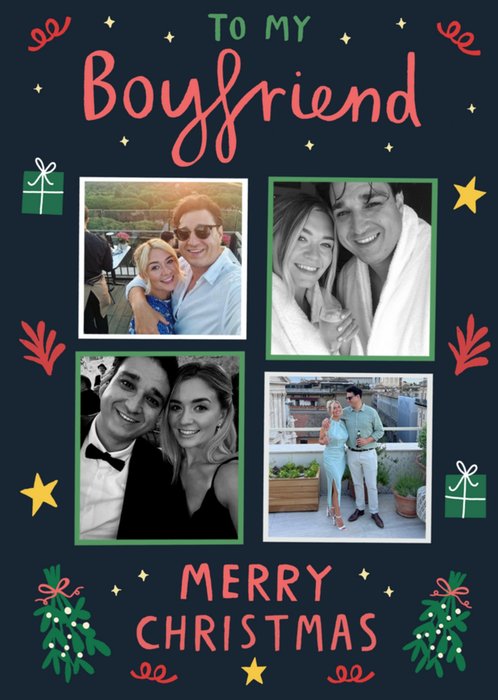 To My Boyfriend Merry Christmas Photo Upload Card