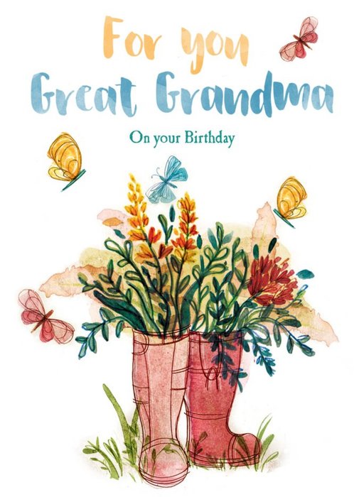 Great Grandma Traditional Birthday card - flowers - gardening