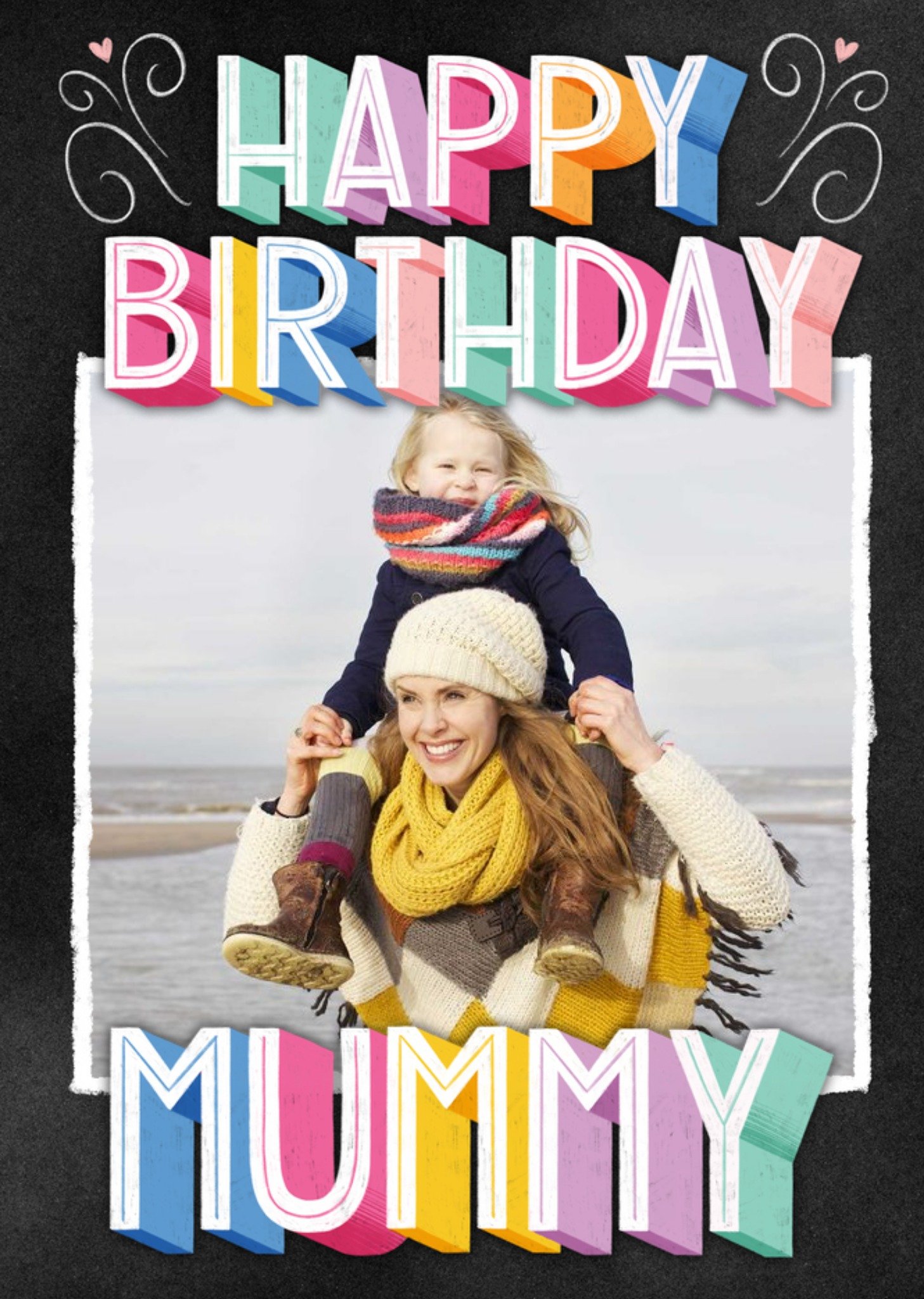 Moonpig Colourful 3D Text With A Photo Frame Mummy's Photo Upload Birthday Card, Large