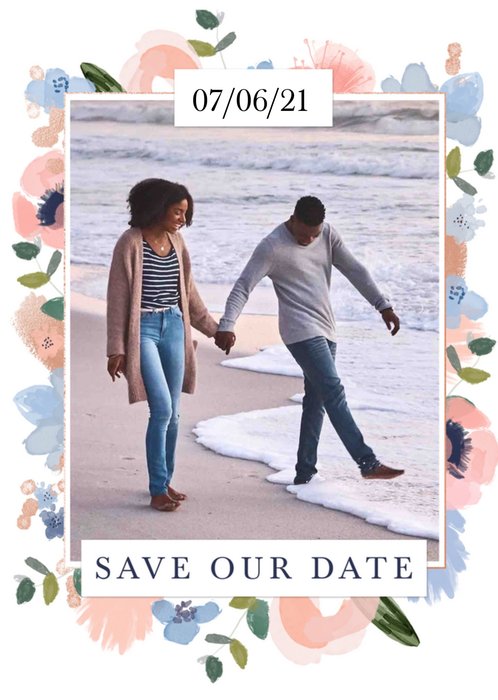 Flora Photo Upload Save Our Date Wedding Day Invite Card