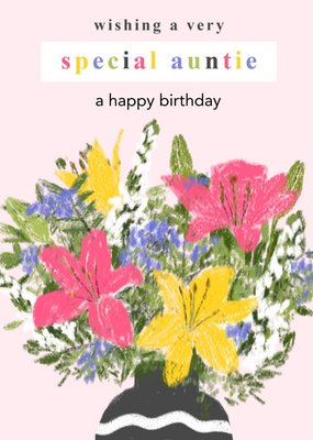 Sketched Sian Roberts Illustration Floral Colourful Birthday Card 