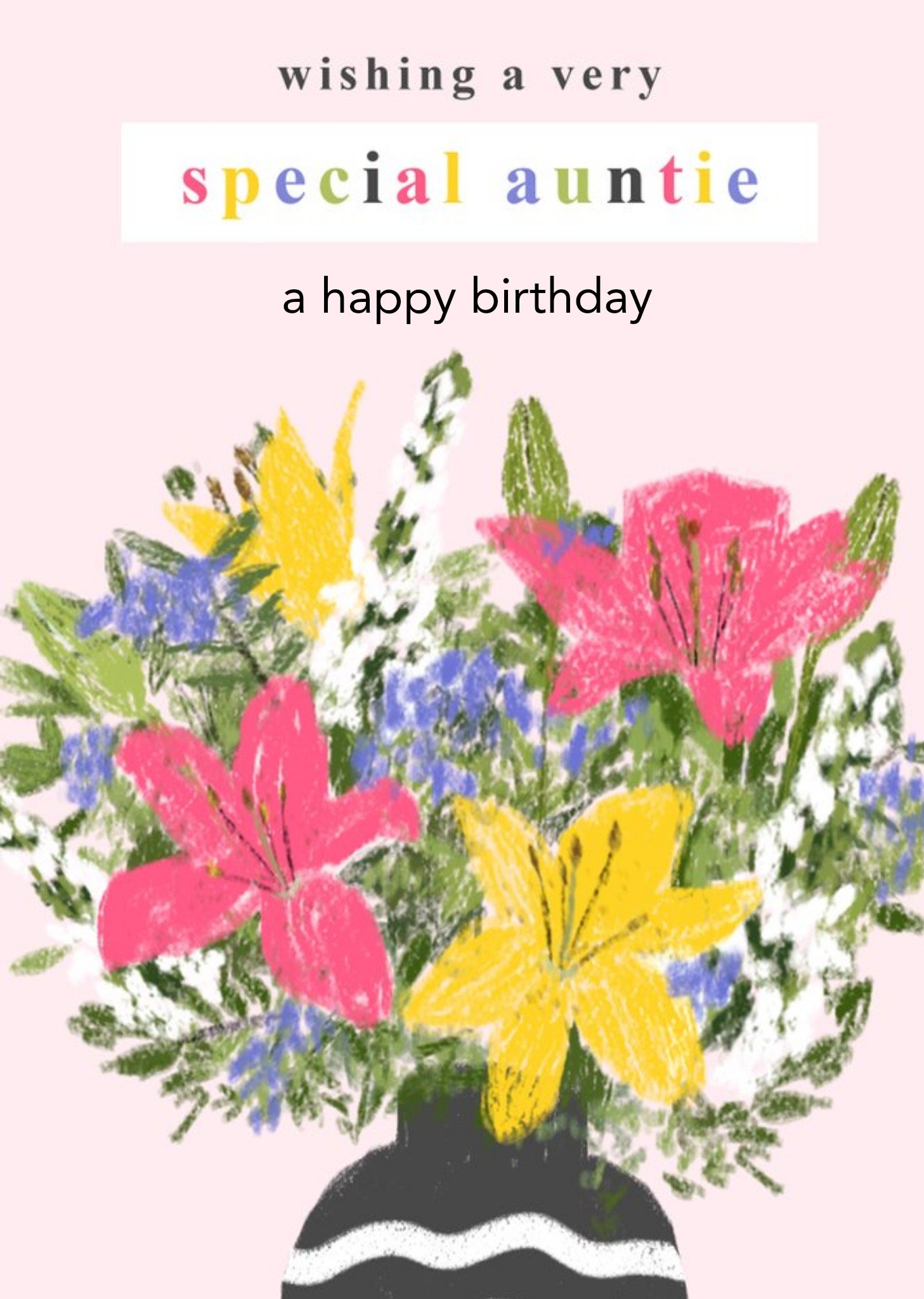 Moonpig Sketched Sian Roberts Illustration Floral Colourful Birthday Card , Large