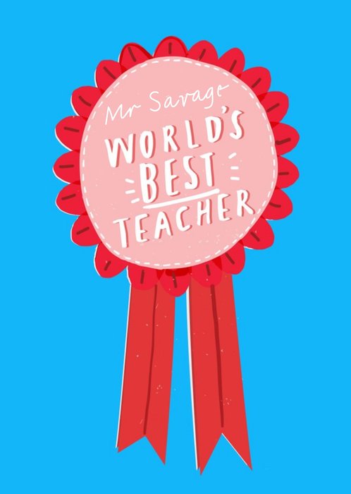 Award Badge Personalised Worlds Best Teacher Card