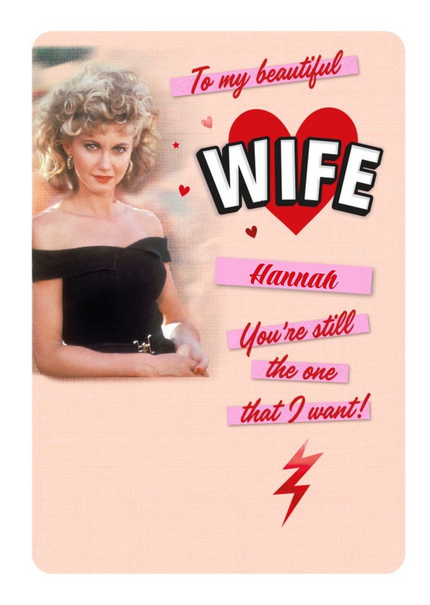 Moonpig Grease Sandy Beautiful Wife Anniversary Card, Large