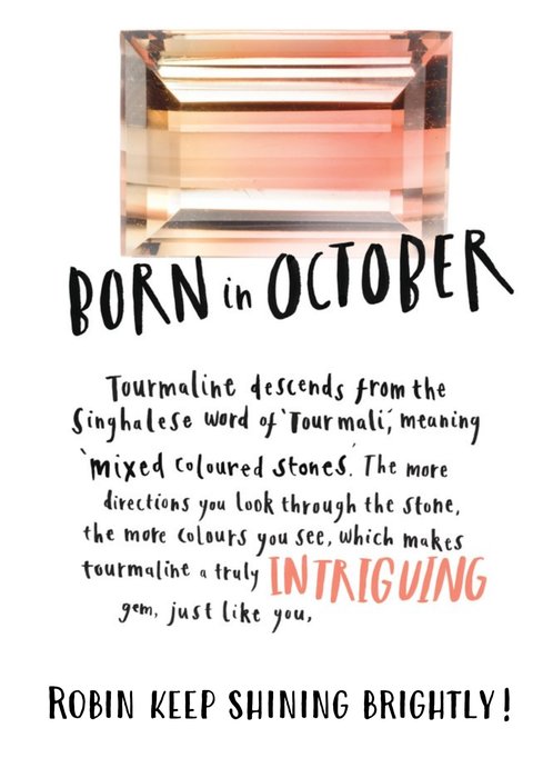 Born In October Personalised Birthday Card