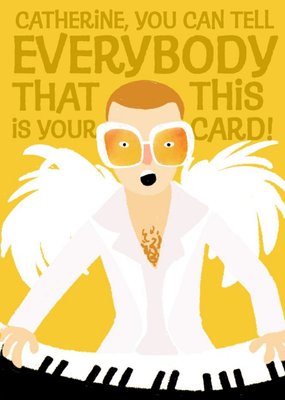 Cartoon Elton John Your Song Birthday Card