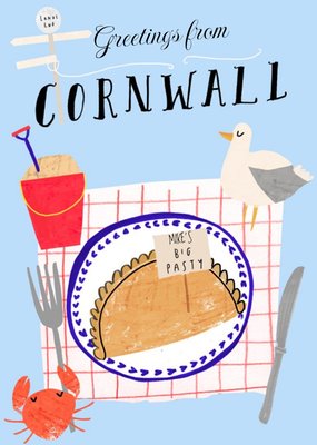 Greetings From Cornwall Personalised Pasty Card
