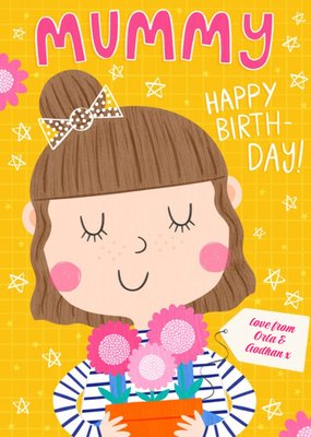 Damien Barlow Illustration Cute Mummy Colourful Birthday Card