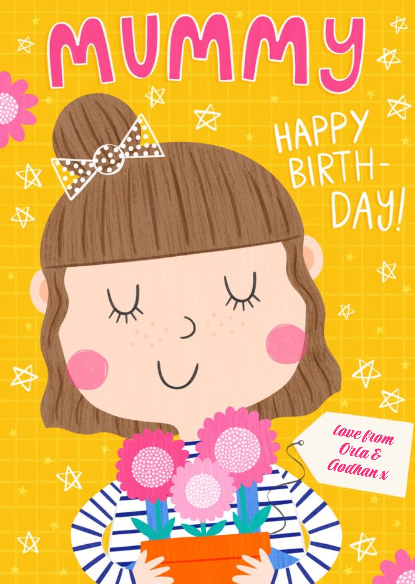 Damien Barlow Illustration Cute Mummy Colourful Birthday Card Ecard