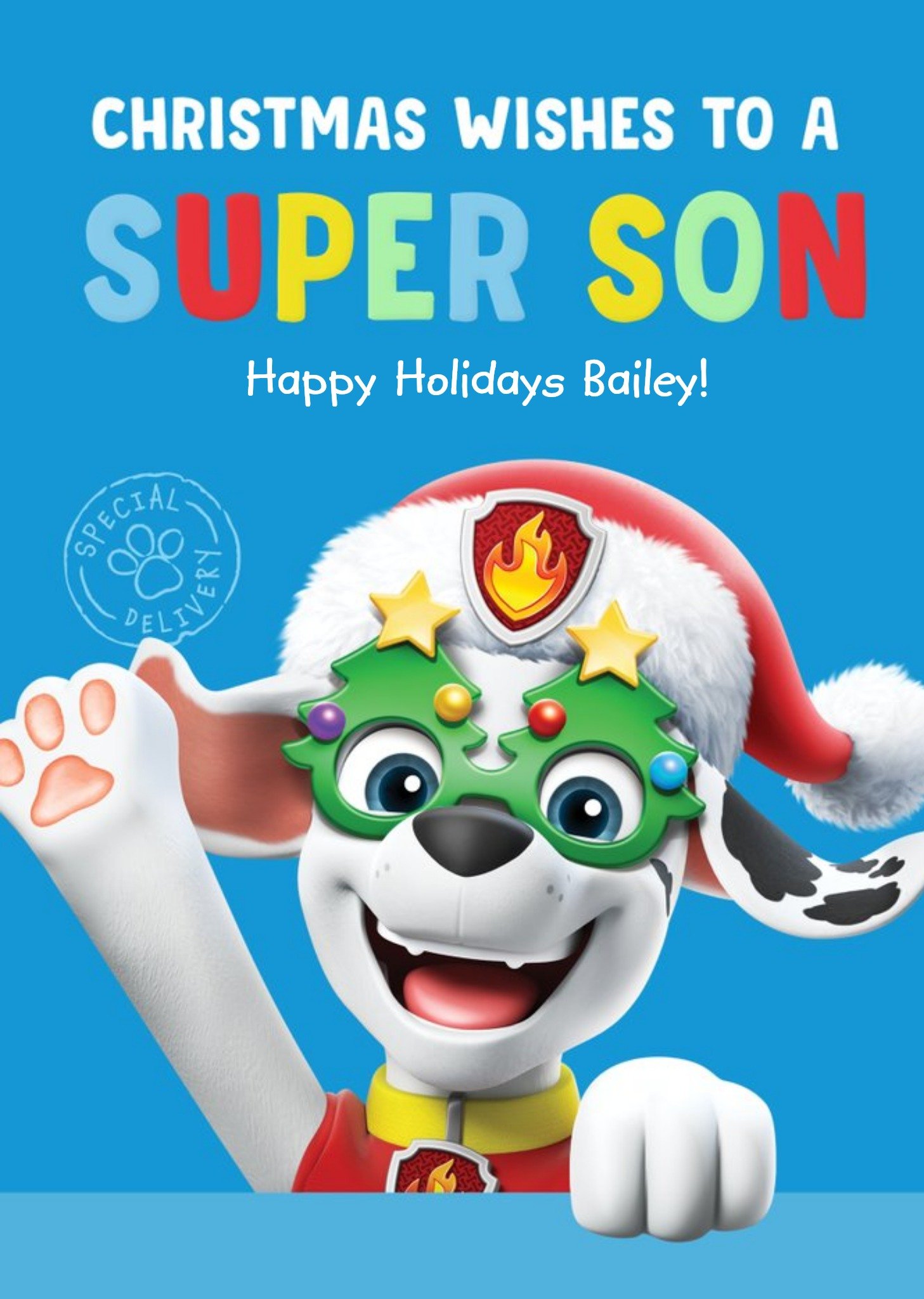 Paw Patrol Marshall Super Son Christmas Card