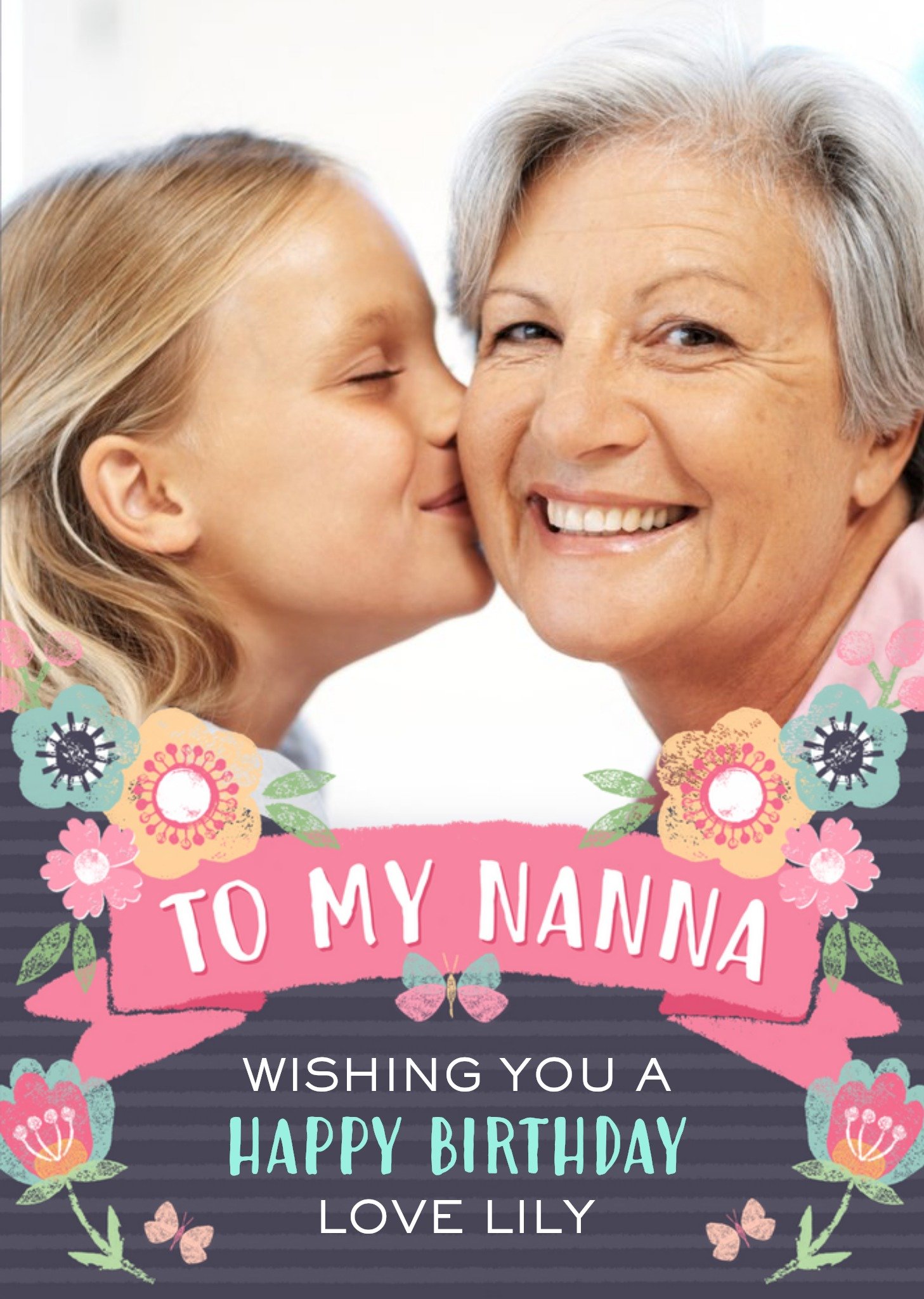 Moonpig Happy Birthday To My Nanna Banner Photo Card, Large