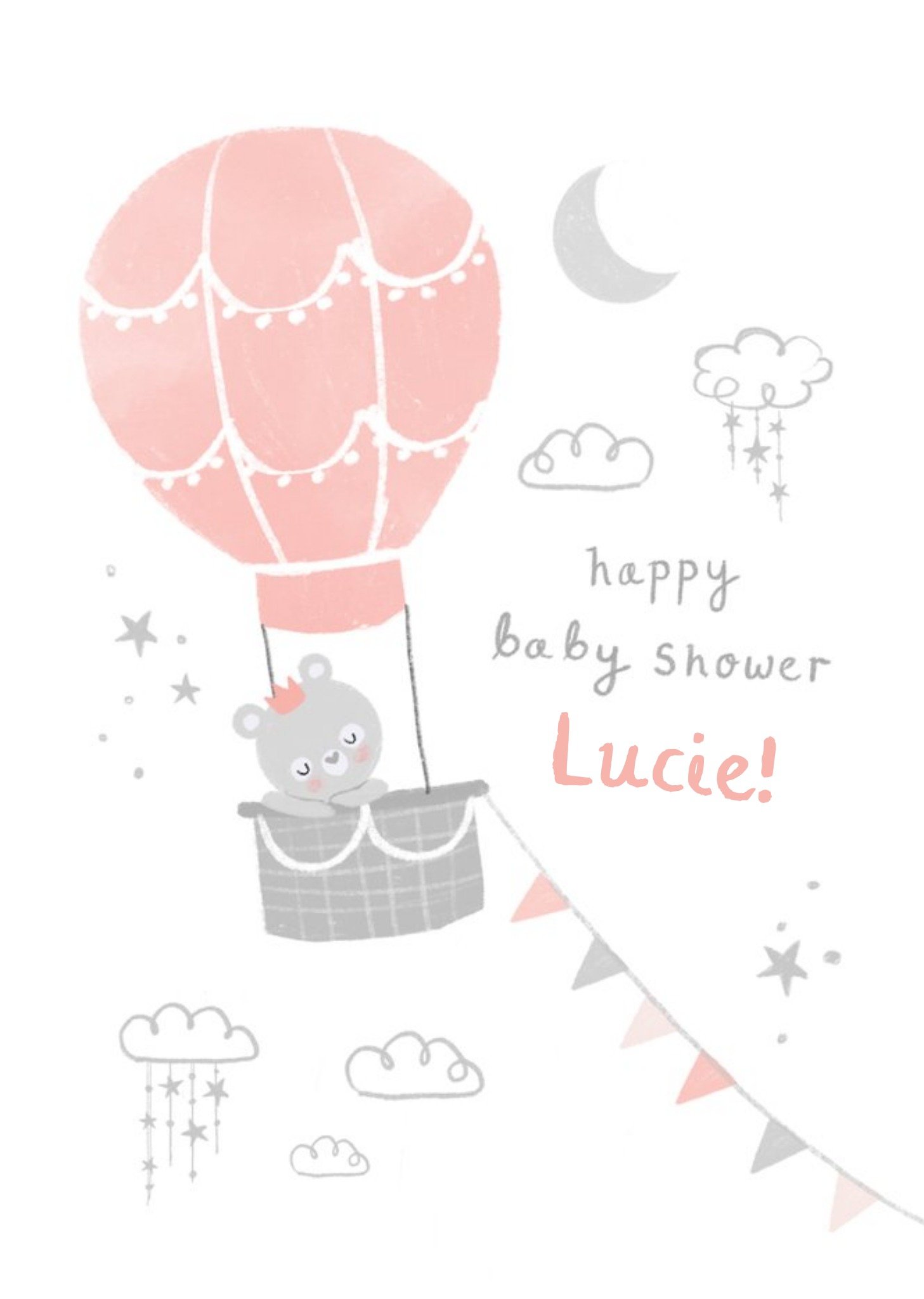 Cute Bear In Hot Air Balloon Baby Shower Card