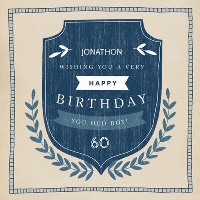 Mens birthday card - typographic - old boy
