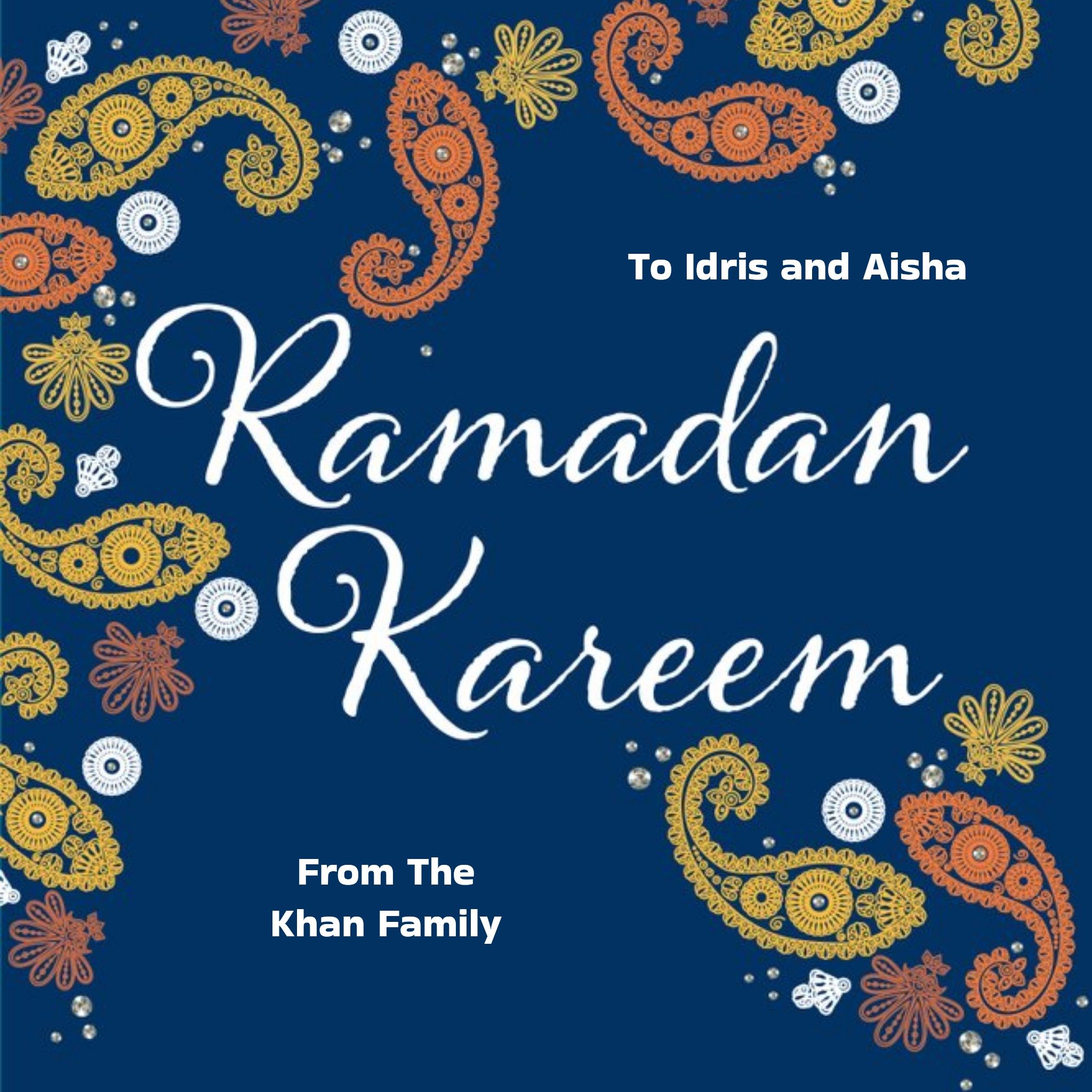 Moonpig Paisley Pattern Ramadan Kareem Card, Square