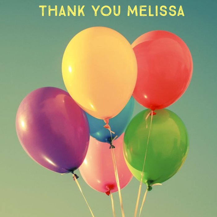 Rainbow Balloons Personalised Thank You Card