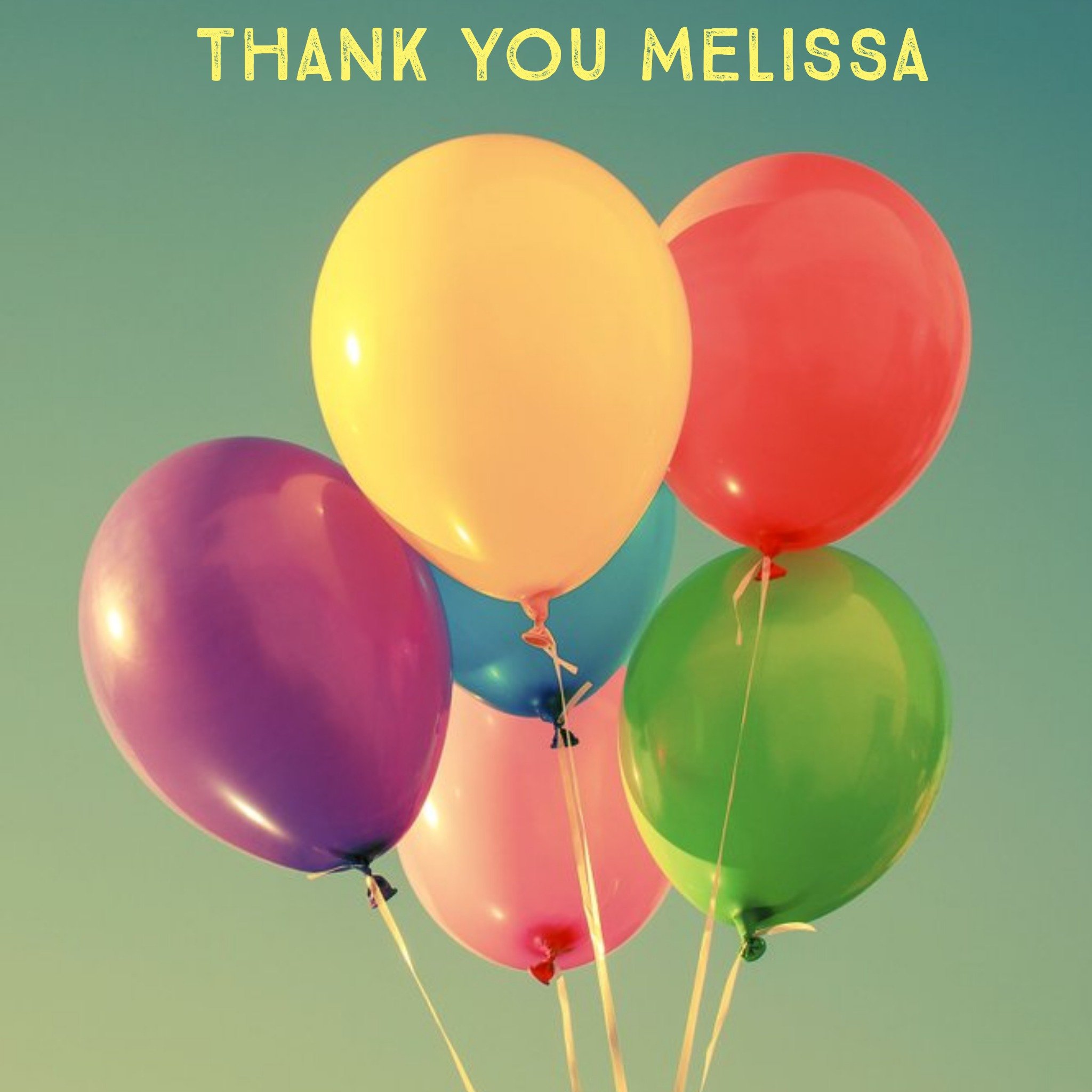 Rainbow Balloons Personalised Thank You Card, Square