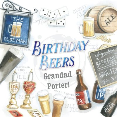 Birthday Card for Grandad - Birthday Beers - The Pub