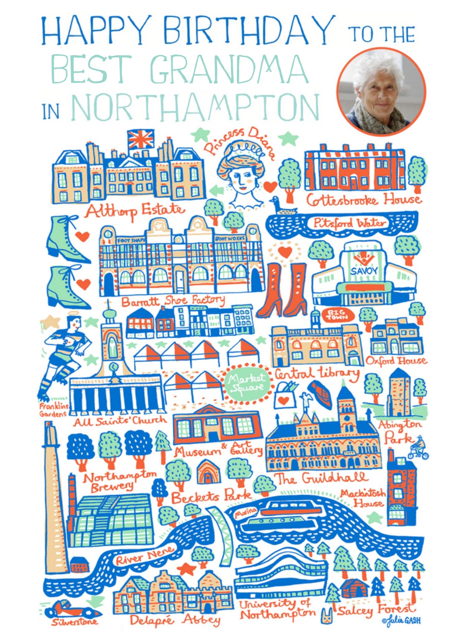 Moonpig Northampton Illustraions Photo Upload Birthday Card Ecard