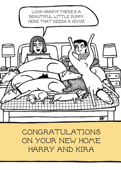 Cartoon Puppies Congrats On Your New Home Card