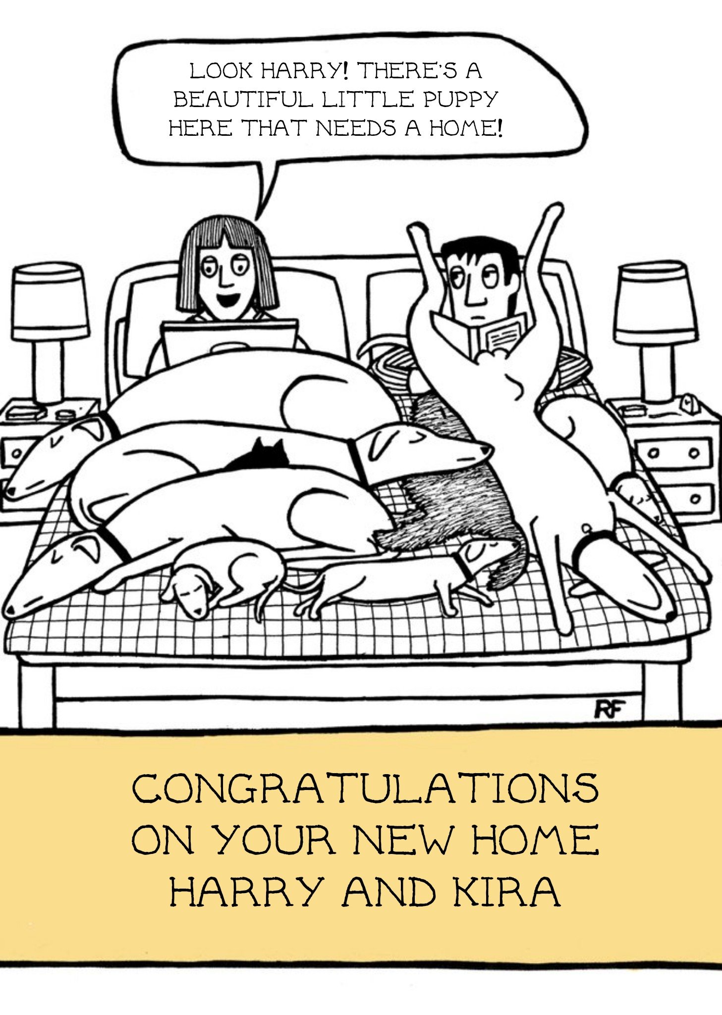 Moonpig Cartoon Puppies Congrats On Your New Home Card, Large