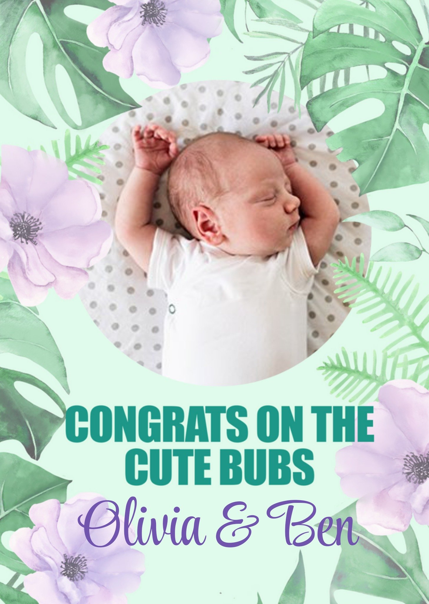 Friends Citrus Bunn Illustration Congratulations Cute New Baby Australia Card, Large