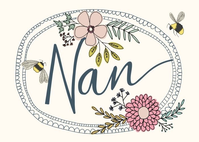 Pretty Flowers And Bees Happy Mother's Day Nan Card