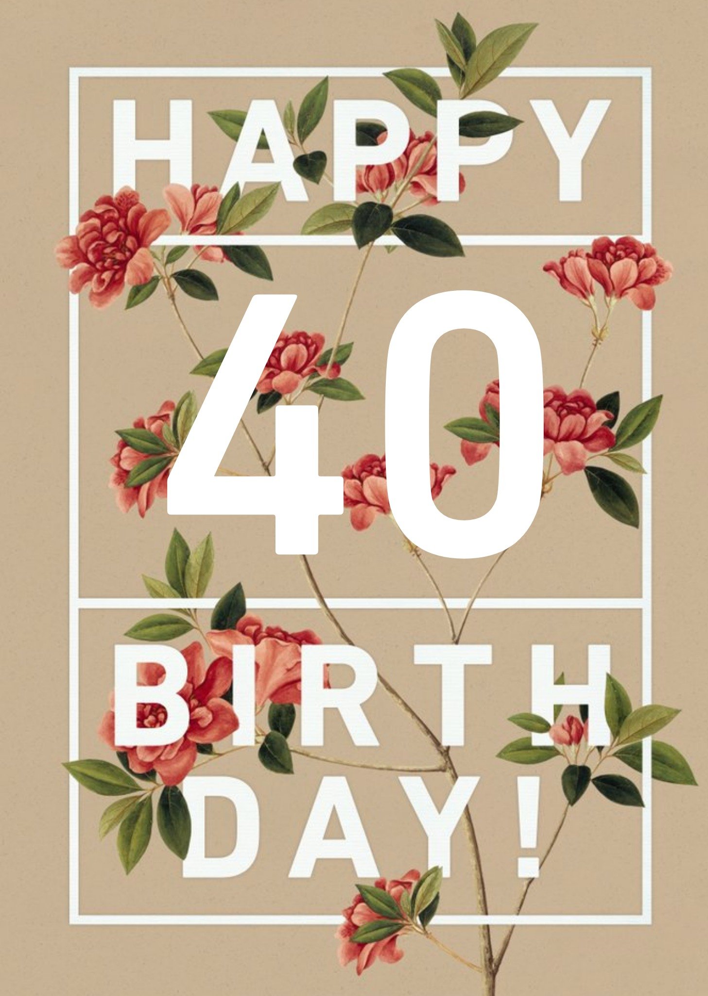 the Natural History Museum Pink Flowers Happy 40th Birthday Card, Large