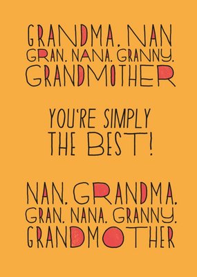 Black Typography On An Orange Background Grandma's Birthday Card
