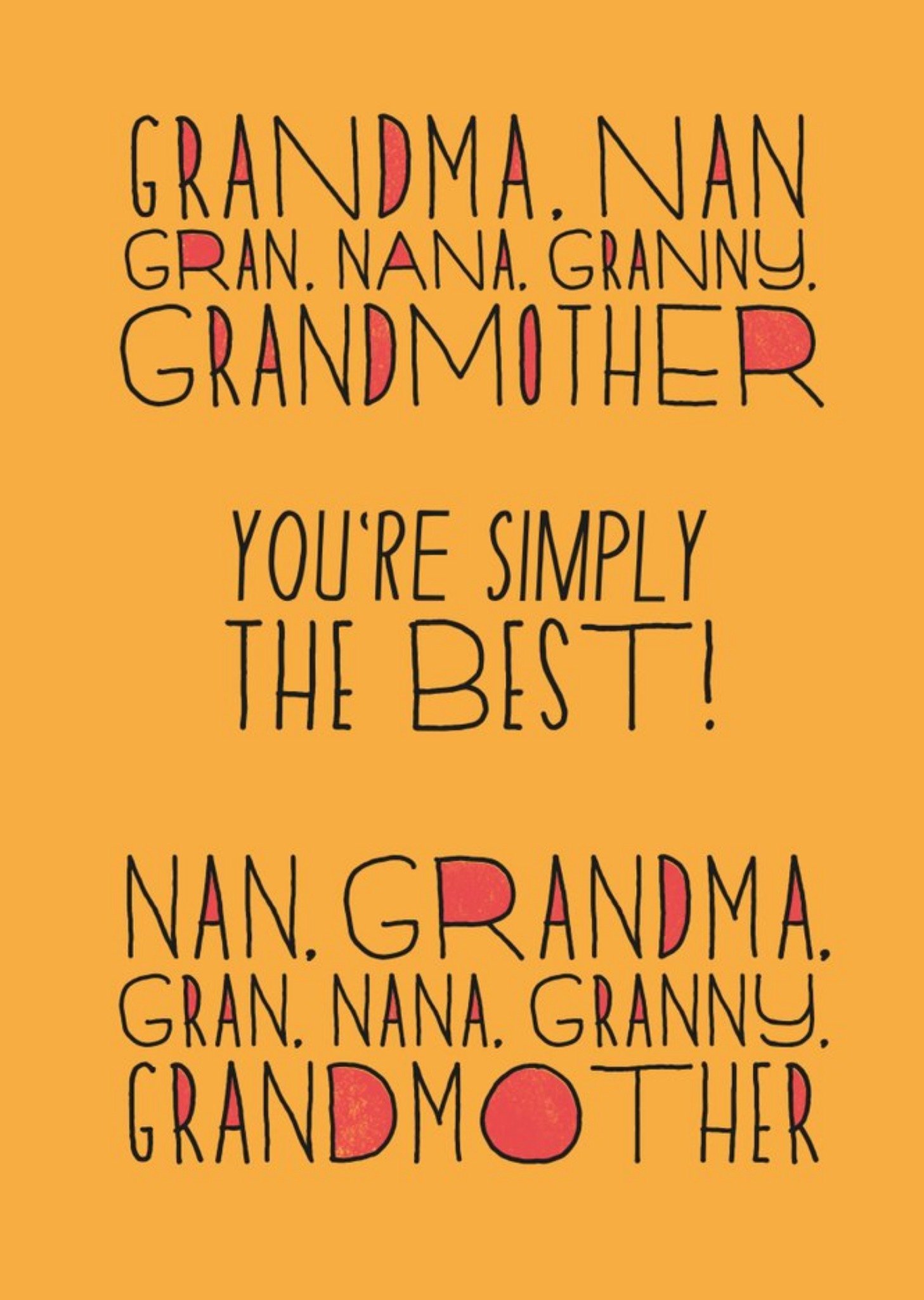 Moonpig Black Typography On An Orange Background Grandma's Birthday Card Ecard