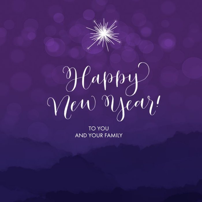 Bright Purple Happy New Year Card